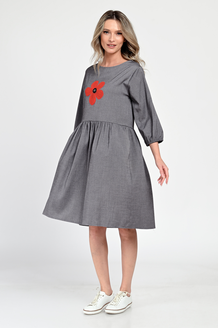 Rochie Medie Dama, Casual, Gri V307 - 3 | YEO